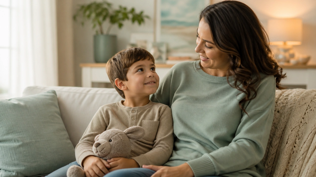 A child and parent sitting together, calm and hopeful