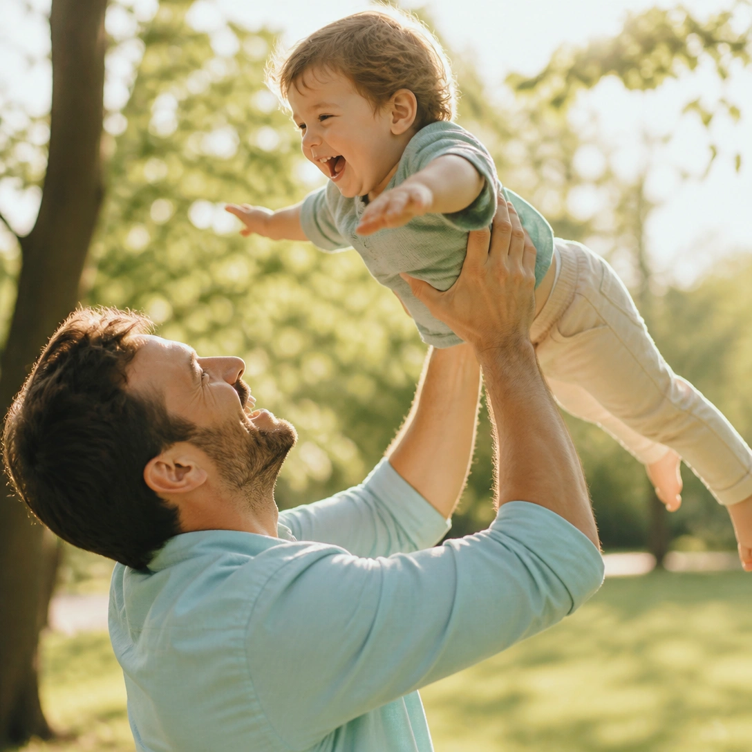 A father playing with his child