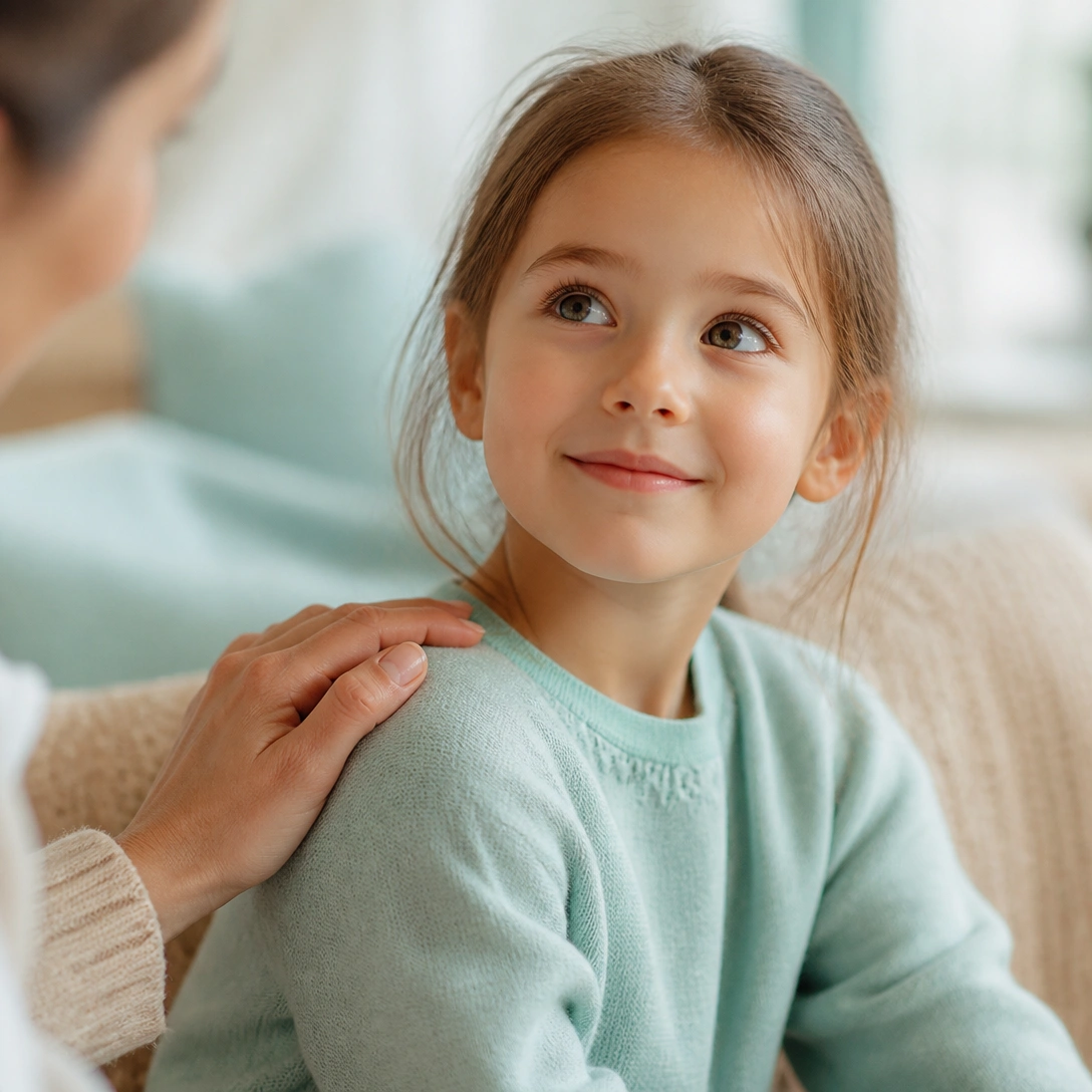 Parent reassuring child